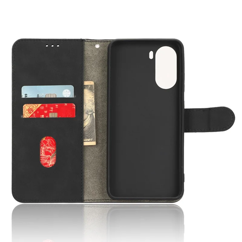 Pour ZTE Blade V40 Design Anti-Drop TPU+PU Cuir Etui de téléphone Stand Portefeuille Peau-toucher Feeling Cover - Noir