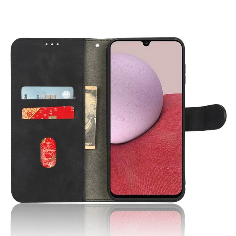 Per Samsung Galaxy A24 4G (162,1 x 77,6 x 8,3 mm) Skin-touch Phone Case Stand Wallet TPU+PU Leather Shockproof Phone Cover - Nero