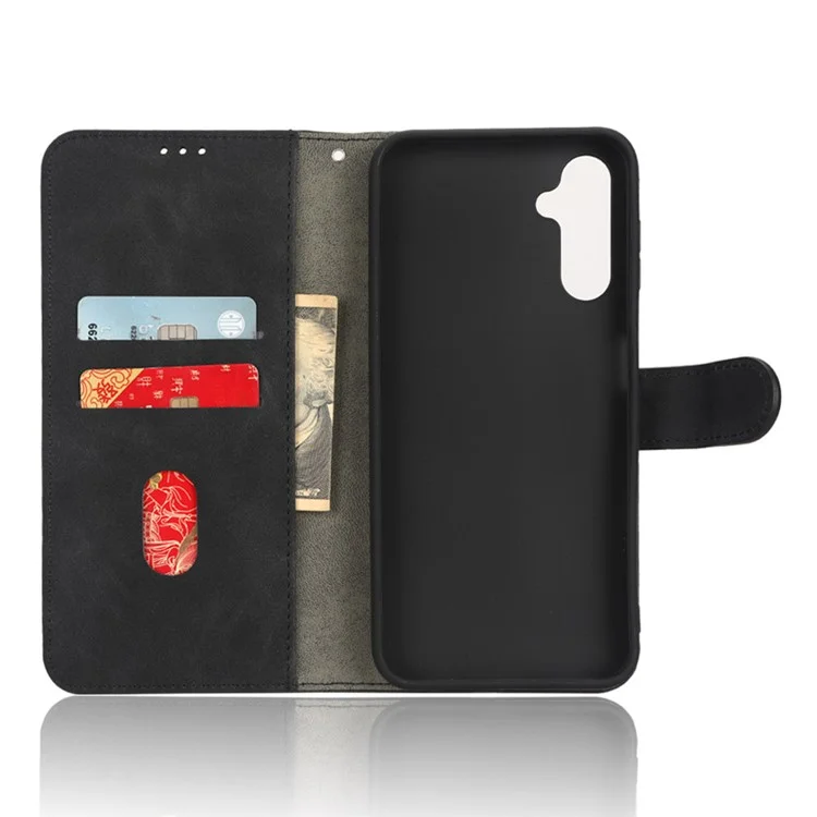 Per Samsung Galaxy A24 4G (162,1 x 77,6 x 8,3 mm) Skin-touch Phone Case Stand Wallet TPU+PU Leather Shockproof Phone Cover - Nero