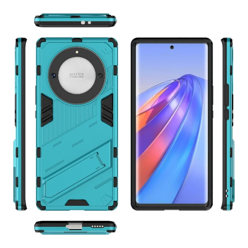 Cell Phone Case for Honor Magic5 Lite 5G / X9a 5G / X40 5G , Kickstand TPU+PC Protective Cell Phone Cover - Baby Blue