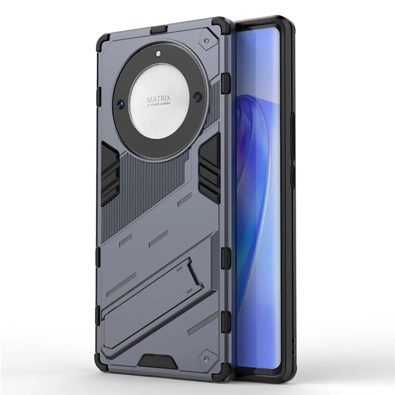 Cell Phone Case for Honor Magic5 Lite 5G / X9a 5G / X40 5G , Kickstand TPU+PC Protective Cell Phone Cover - Grey