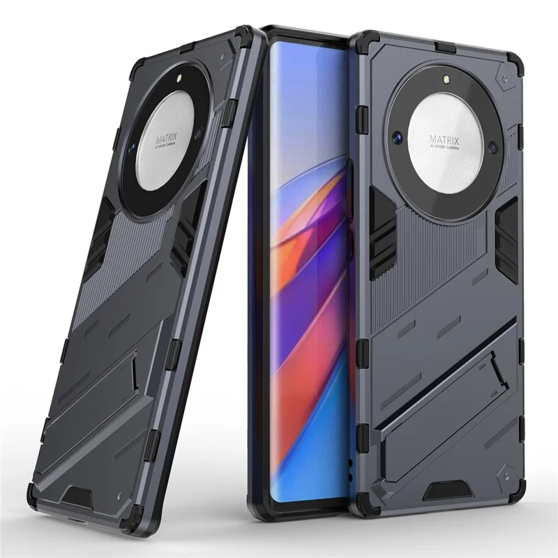 Cell Phone Case for Honor Magic5 Lite 5G / X9a 5G / X40 5G , Kickstand TPU+PC Protective Cell Phone Cover - Grey