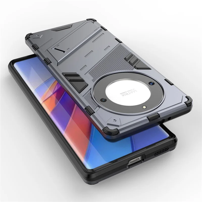 Cell Phone Case for Honor Magic5 Lite 5G / X9a 5G / X40 5G , Kickstand TPU+PC Protective Cell Phone Cover - Grey