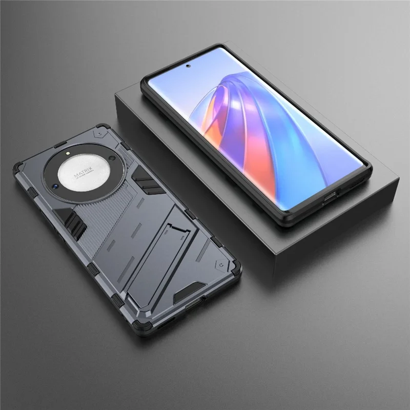 Cell Phone Case for Honor Magic5 Lite 5G / X9a 5G / X40 5G , Kickstand TPU+PC Protective Cell Phone Cover - Grey