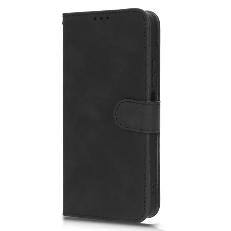 TPU+PU Leather Phone Case for Xiaomi Redmi Note 12 4G , Shockproof Stand Wallet Skin-touch Phone Cover - Black