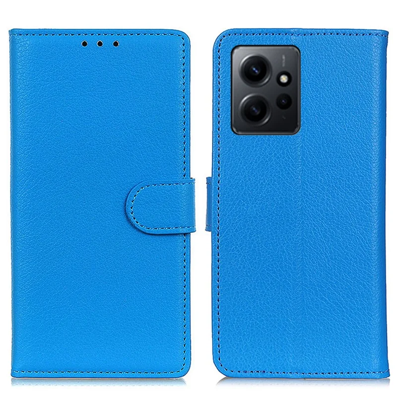 For Xiaomi Redmi Note 12 4G Mobile Phone Case Wallet Stand Litchi Texture Leather Phone Cover - Blue