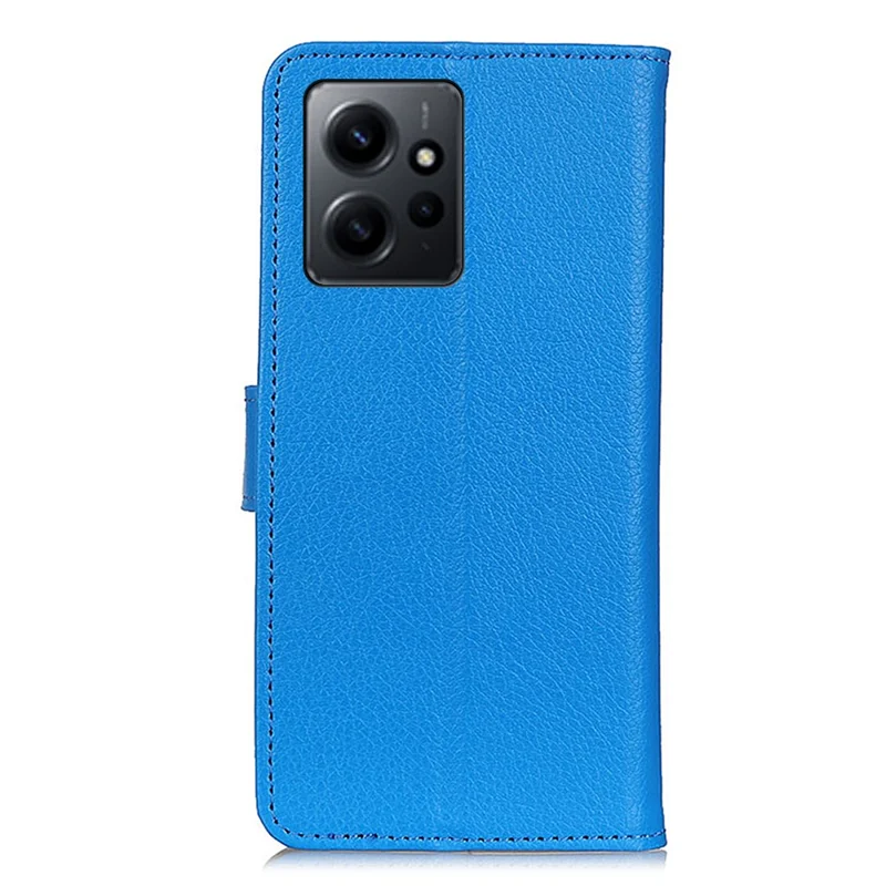 For Xiaomi Redmi Note 12 4G Mobile Phone Case Wallet Stand Litchi Texture Leather Phone Cover - Blue