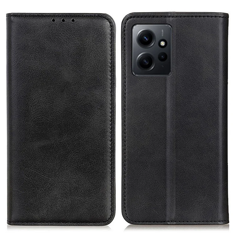 Für Xiaomi Redmi Note 12 4G Wallet Stand Split Leather Phone Case Drop-proof Phone Cover - Schwarz