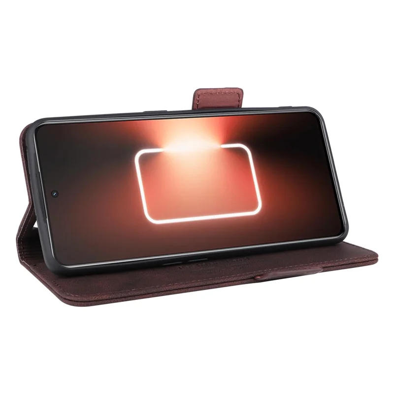 Capa Magnética de Couro PU Anti-queda com Decoração em Metal para Realme GT Neo 5 5G / GT3 5G, Capa Carteira com Suporte - Café