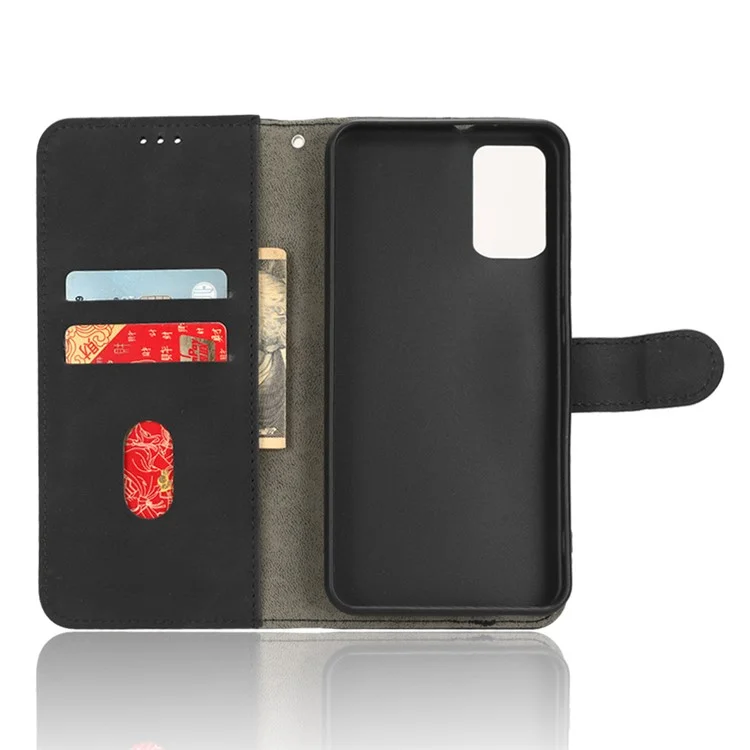 Para TCL 403 Caixa de Celular Stand Stand Wallet à Prova de Choque TPU+PU Capela Capela Tape - Preto