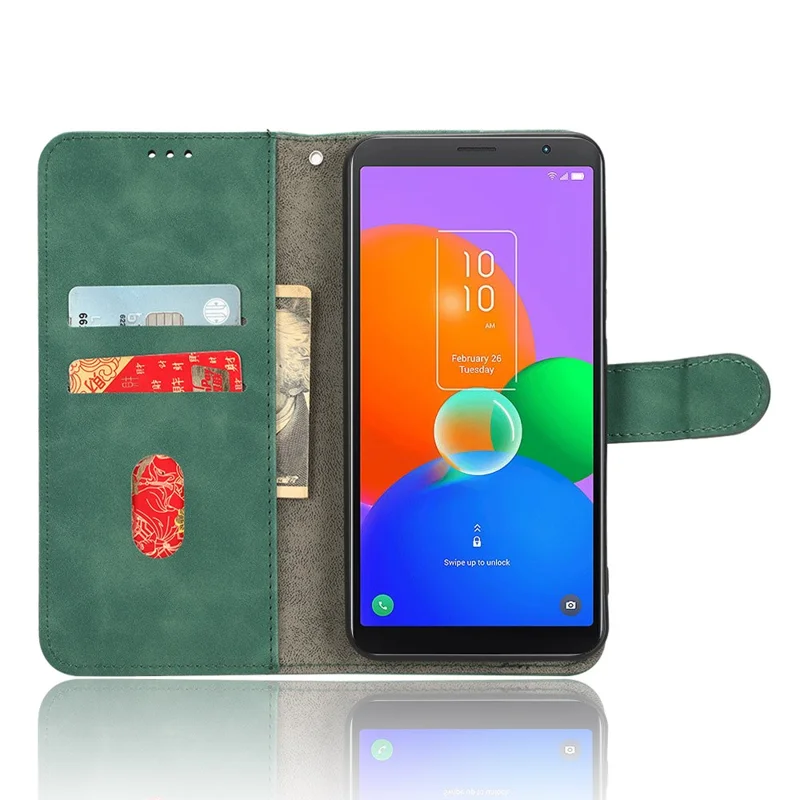 Funda para Teléfono Móvil TCL 403, Soporte, Billetera, a Prueba de Golpes, TPU+PU, Cubierta de Piel - Verde