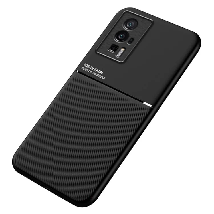 Para Xiaomi Poco F5 Pro 5G / Redmi K60 Pro 5G / K60 5G Funda de Teléfono de Piel de PU y TPU con Líneas Estampadas Antiarrastre y a Prueba de Golpes - Negro