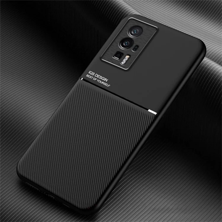 Para Xiaomi Poco F5 Pro 5G / Redmi K60 Pro 5G / K60 5G Funda de Teléfono de Piel de PU y TPU con Líneas Estampadas Antiarrastre y a Prueba de Golpes - Negro