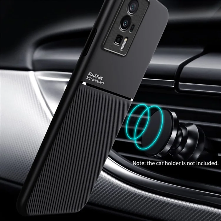 Para Xiaomi Poco F5 Pro 5G / Redmi K60 Pro 5G / K60 5G Funda de Teléfono de Piel de PU y TPU con Líneas Estampadas Antiarrastre y a Prueba de Golpes - Negro