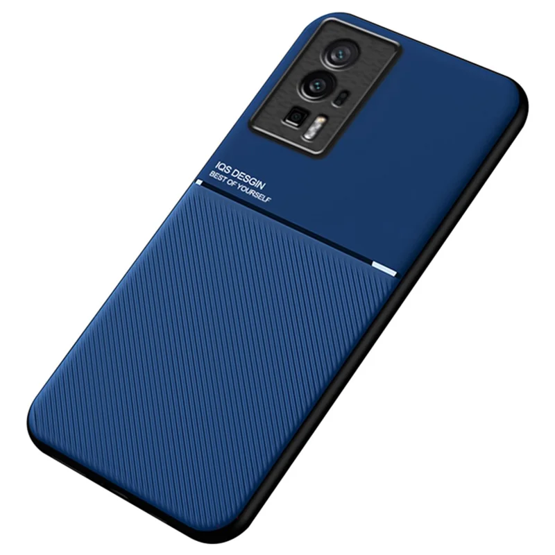 For Xiaomi Poco F5 Pro 5G / Redmi K60 Pro 5G / K60 5G PU Leather TPU Phone Case Lines Imprinted Anti-Drop Shockproof Cover - Blue