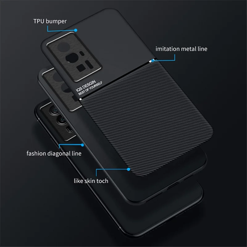 For Xiaomi Poco F5 Pro 5G / Redmi K60 Pro 5G / K60 5G PU Leather TPU Phone Case Lines Imprinted Anti-Drop Shockproof Cover - Blue