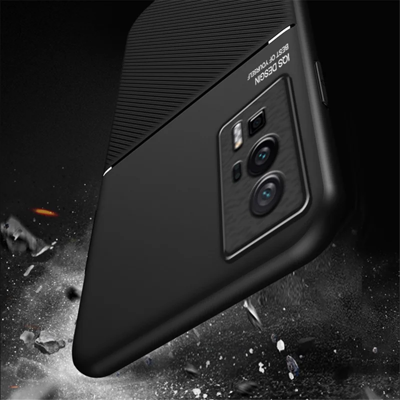 Para Xiaomi Poco F5 Pro 5G / Redmi K60 Pro 5G / K60 5G Funda de Teléfono de PU Cuero TPU Líneas Estampadas Anti-Caída Resistente a Golpes - Rojo