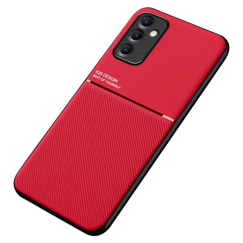 Shockproof Shell for Samsung Galaxy A54 5G Phone Case Lines Imprinted PU Leather TPU Cover - Red