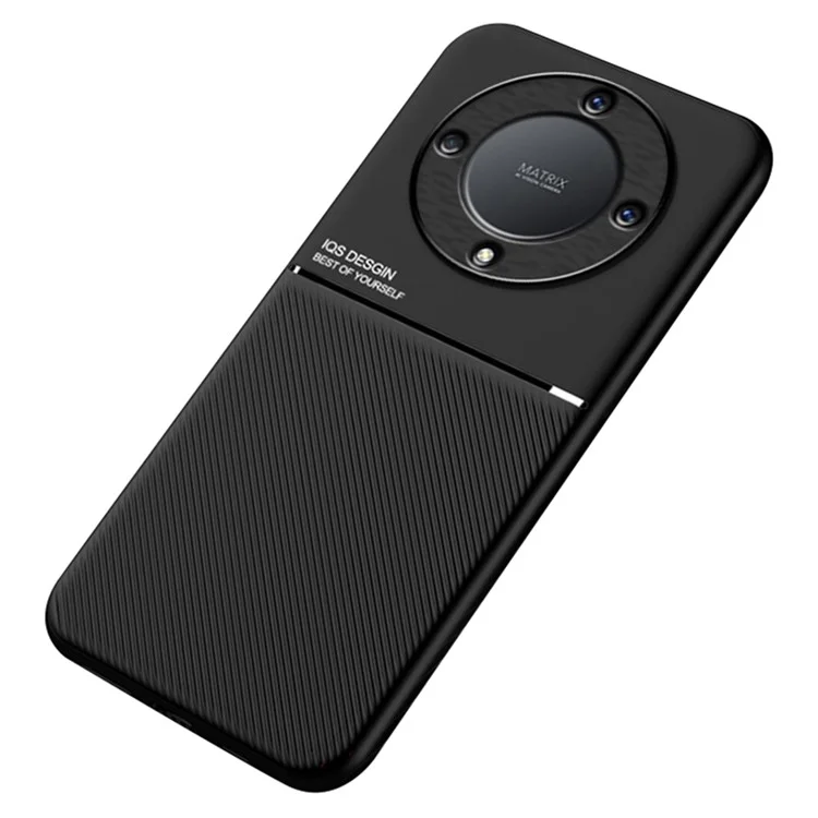 Lines Imprinted Slim Case für Honor X9a 5G Schützende Handyhülle PU-Leder TPU-Abdeckung - Schwarz