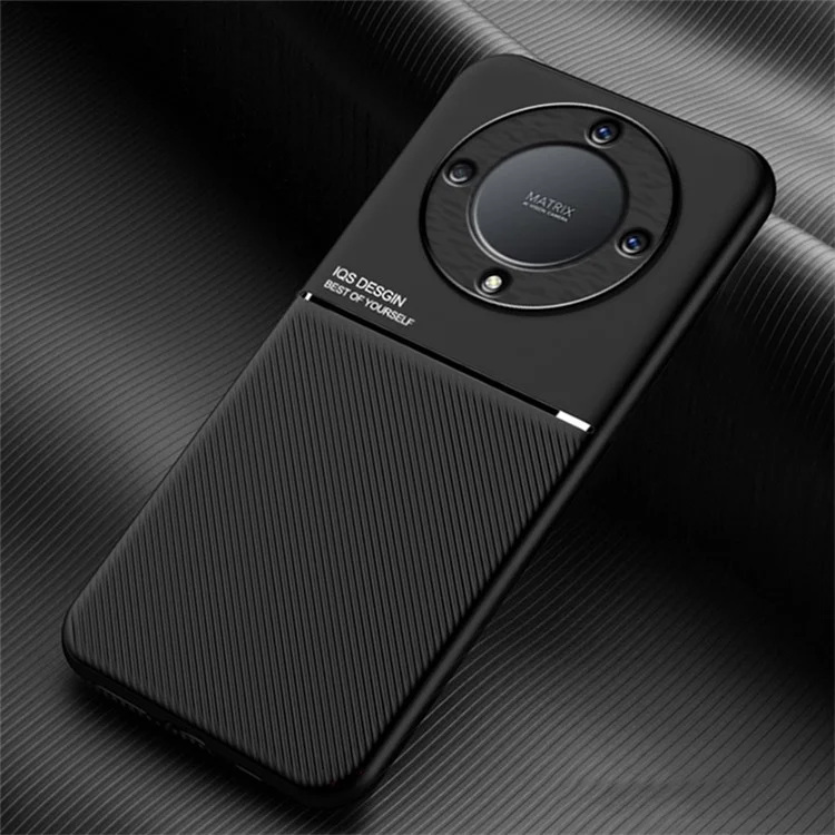 Lines Imprinted Slim Case für Honor X9a 5G Schützende Handyhülle PU-Leder TPU-Abdeckung - Schwarz