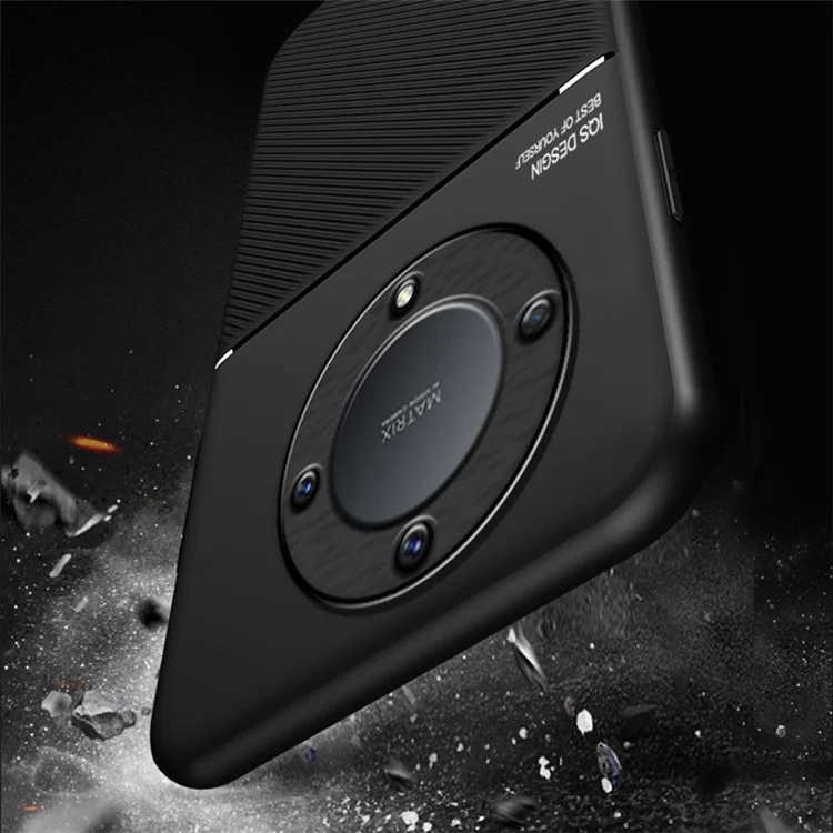 Lines Imprinted Slim Case für Honor X9a 5G Schützende Handyhülle PU-Leder TPU-Abdeckung - Schwarz
