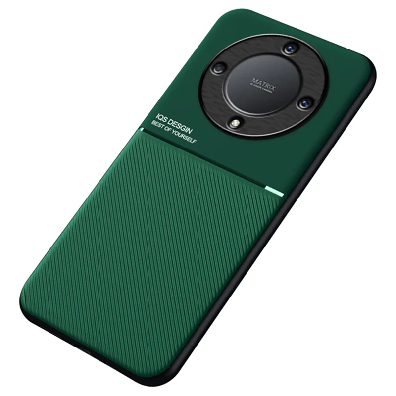 Lines Imprinted Slim Case for Honor X9a 5G Protective Phone Case PU Leather TPU Cover - Green