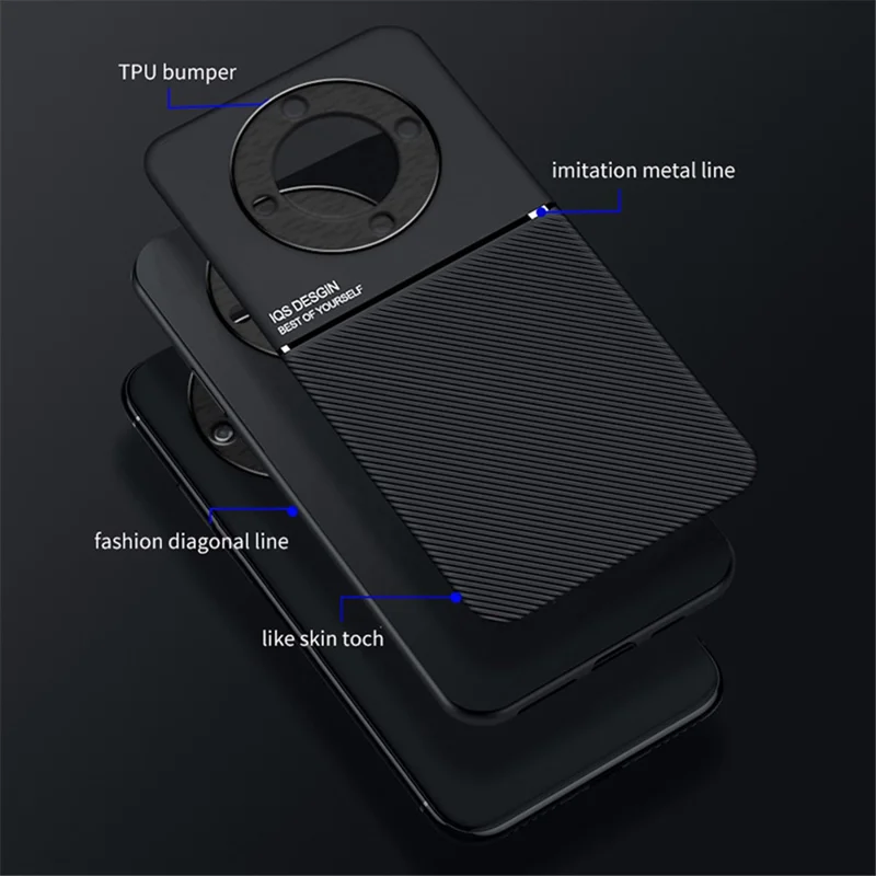 Lines Imprinted Slim Case for Honor X9a 5G Protective Phone Case PU Leather TPU Cover - Green