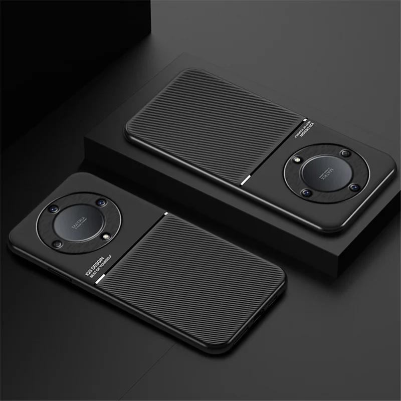 Lines Imprinted Slim Case for Honor X9a 5G Protective Phone Case PU Leather TPU Cover - Green