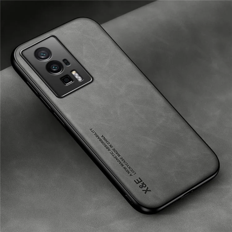 X&E Para Xiaomi Poco F5 Pro 5G / Redmi K60 Pro 5G / K60 5G Funda de Teléfono Caso de Cuero PU TPU PC Cover Skin-Touch Slim - Gris Claro