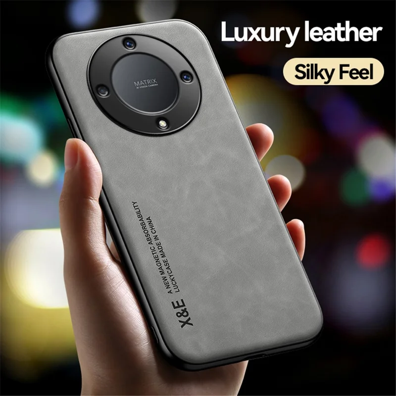 X&E Skin-Touch Shockproof Case for Honor X9a 5G Slim Phone Case PU Leather TPU PC Cover - Light Grey