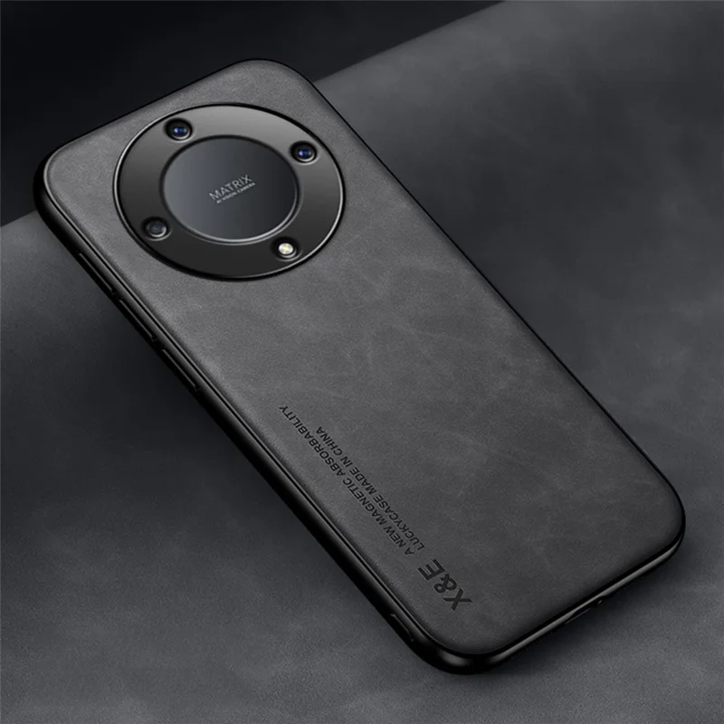 X&E Skin-Touch Shockproof Case for Honor X9a 5G Slim Phone Case PU Leather TPU PC Cover - Dark Grey