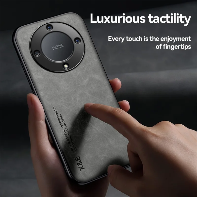 X&E Skin-Touch Shockproof Case for Honor X9a 5G Slim Phone Case PU Leather TPU PC Cover - Dark Grey