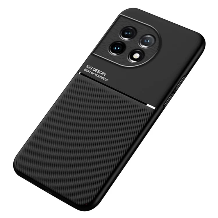Защитный чехол из ПУ-кожи и TPU для OnePlus Ace 2 5G / 11R 5G, тонкий чехол с гравированными линиями, чехол для телефона - черный