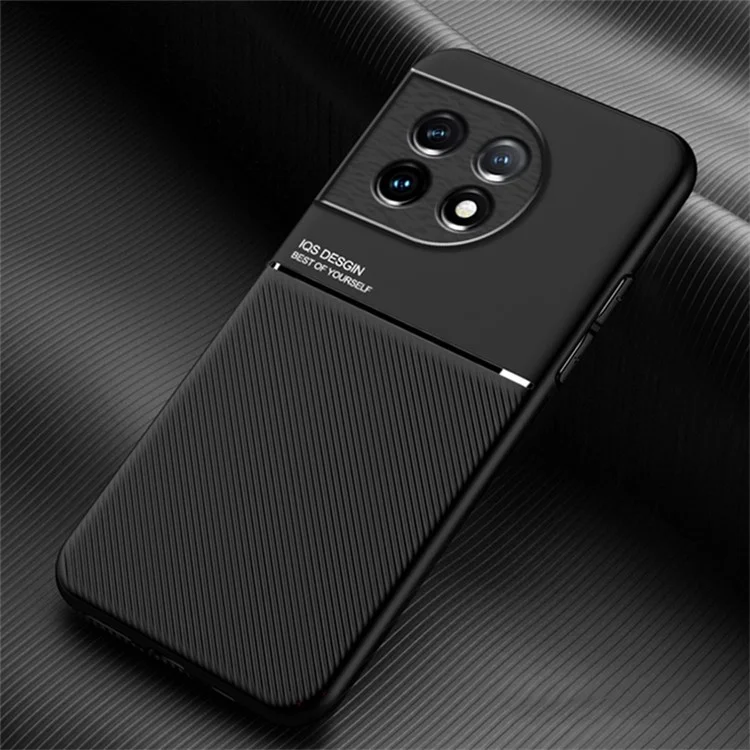 Защитный чехол из ПУ-кожи и TPU для OnePlus Ace 2 5G / 11R 5G, тонкий чехол с гравированными линиями, чехол для телефона - черный