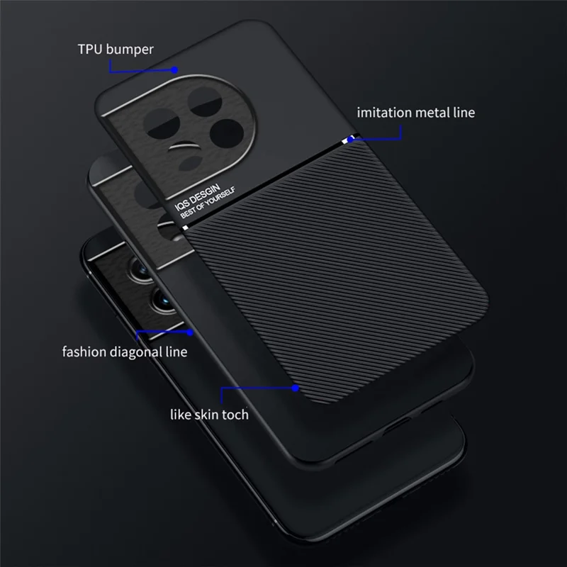PU Leather TPU Case for OnePlus Ace 2 5G / 11R 5G Protective Slim Case Lines Imprinted Phone Cover - Blue