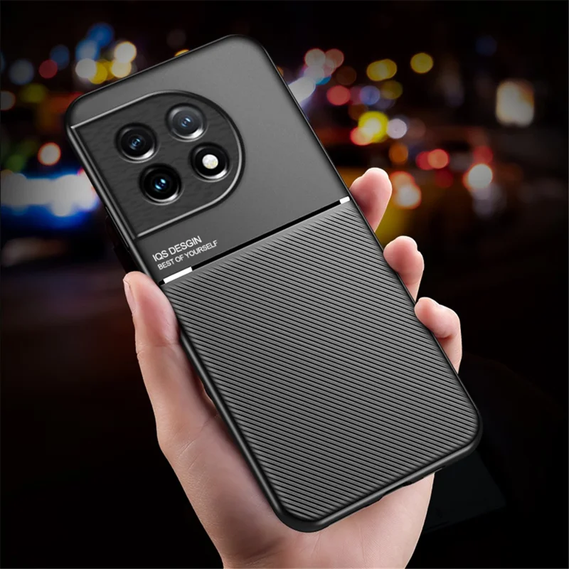 PU Leather TPU Case for OnePlus Ace 2 5G / 11R 5G Protective Slim Case Lines Imprinted Phone Cover - Blue