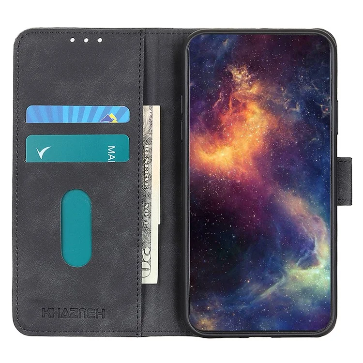 Khazneh Für Sony Xperia 10 V Retro Textur PU Leder Telefon Hülle Brieftasche Schutz Telefonständer Cover - Schwarz