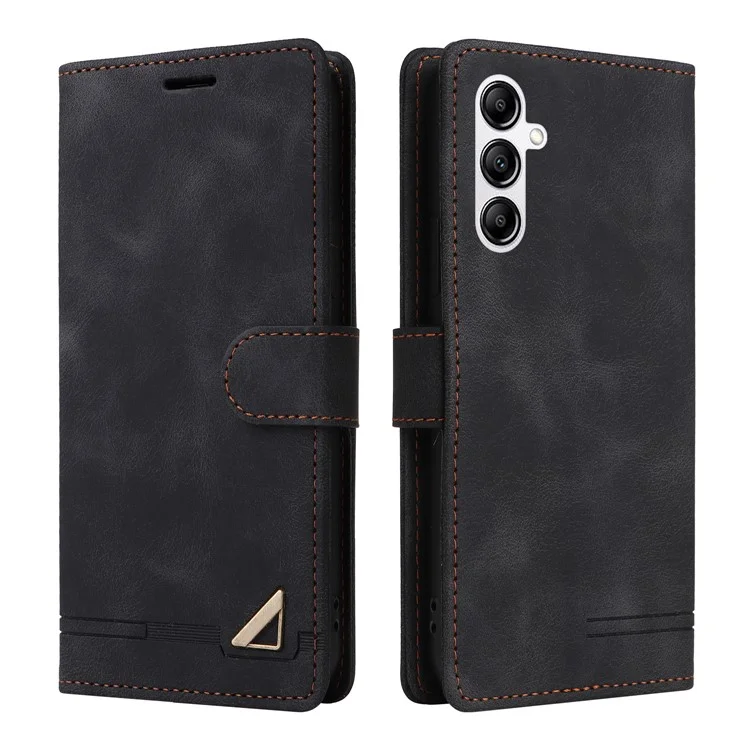 007 Series For Samsung Galaxy A14 5G / A14 4G Skin-touch Leather Wallet Phone Case Flip Stand Anti-drop Cover - Black