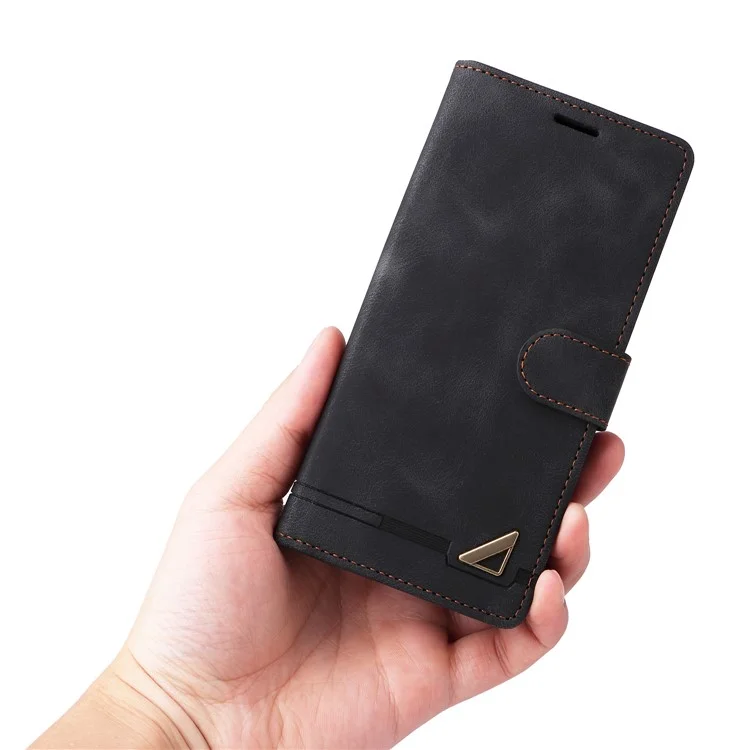 007 Series For Samsung Galaxy A14 5G / A14 4G Skin-touch Leather Wallet Phone Case Flip Stand Anti-drop Cover - Black