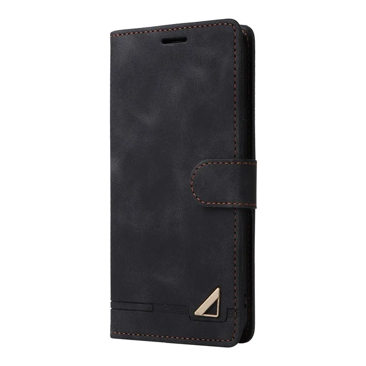 007 Series For Samsung Galaxy A14 5G / A14 4G Skin-touch Leather Wallet Phone Case Flip Stand Anti-drop Cover - Black