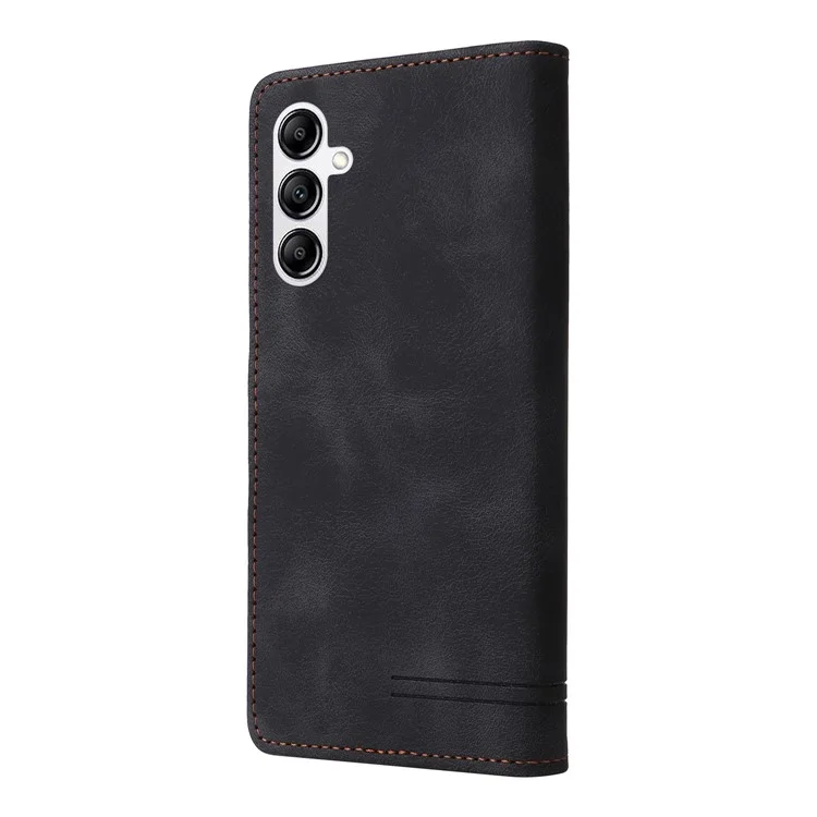 007 Series For Samsung Galaxy A14 5G / A14 4G Skin-touch Leather Wallet Phone Case Flip Stand Anti-drop Cover - Black