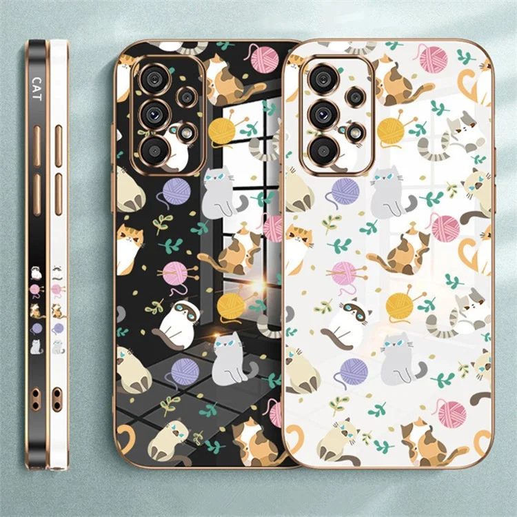 RZANTS For Samsung Galaxy A53 5G Phone TPU Case Yarn Ball Cat Pattern Electroplating Smartphone Cover - White