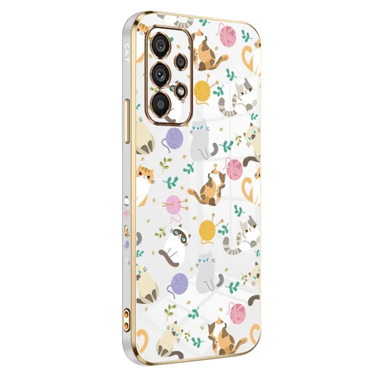RZANTS For Samsung Galaxy A13 4G Electroplating TPU Case Yarn Ball Cat Cartoon Pattern Phone Cover - White