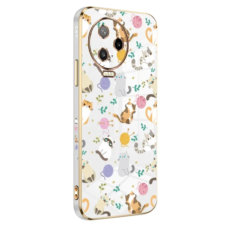 RZANTS For Infinix Note 12 Pro 4G Yarn Ball Cat Pattern Phone Case Electroplating Frame Phone TPU Cover - White