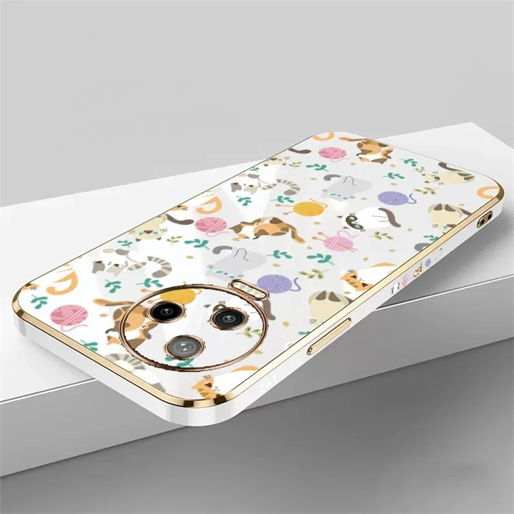 RZANTS For Infinix Note 12 Pro 4G Yarn Ball Cat Pattern Phone Case Electroplating Frame Phone TPU Cover - White