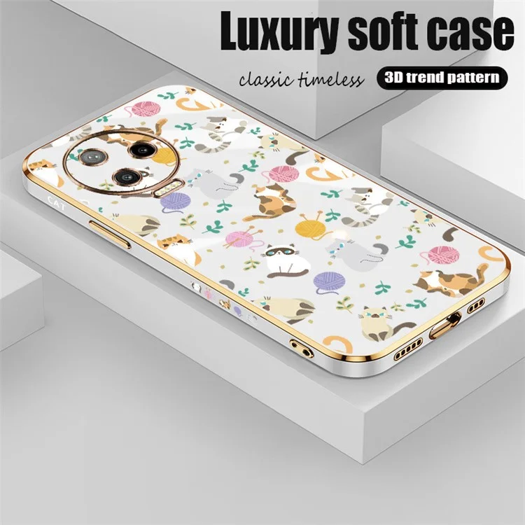 RZANTS For Infinix Note 12 Pro 4G Yarn Ball Cat Pattern Phone Case Electroplating Frame Phone TPU Cover - White