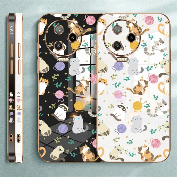 RZANTS For Infinix Note 12 Pro 4G Yarn Ball Cat Pattern Phone Case Electroplating Frame Phone TPU Cover - White