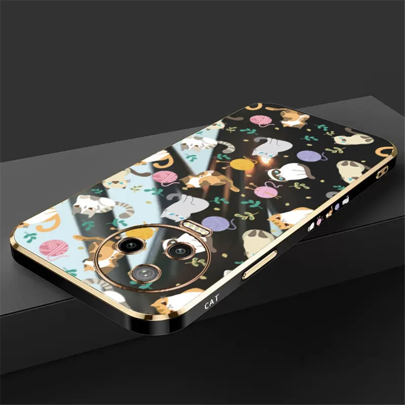 RZANTS For Infinix Note 12 Pro 4G Yarn Ball Cat Pattern Phone Case Electroplating Frame Phone TPU Cover - Black