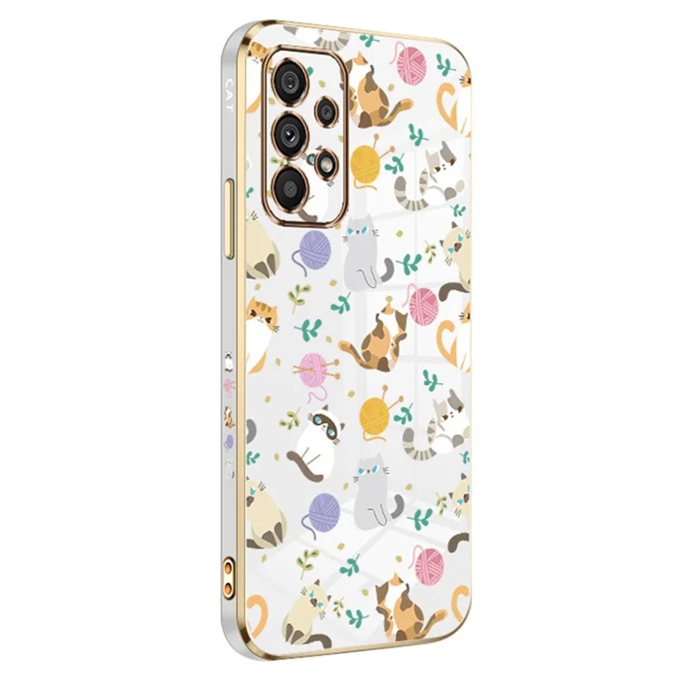 RZANTS Phone Case for Samsung Galaxy A73 5G , Yarn Ball Cat Pattern Electroplating TPU Back Cover - White