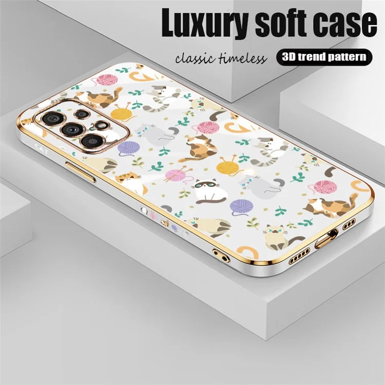 RZANTS Phone Case for Samsung Galaxy A73 5G , Yarn Ball Cat Pattern Electroplating TPU Back Cover - White